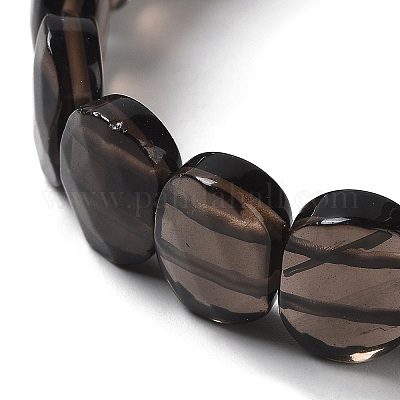 Эластичный браслет из натурального дымчатого кварца с бусинами G-E010-01-07-1