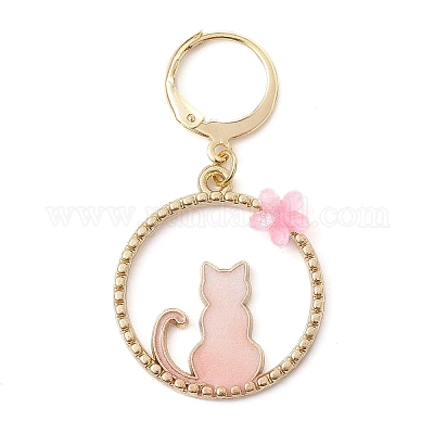Пасхальное украшение с подвеской из эмали из сплава кролика и кошки HJEW-JM01463-1