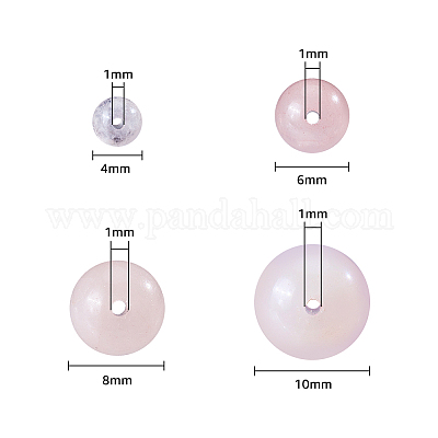 120 шт. 4 размера натуральных бусин розового кварца G-HY0001-01-1