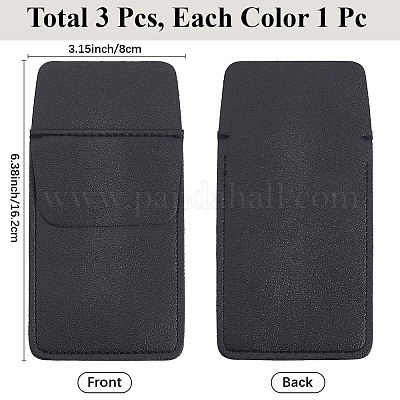 3 шт. 3-х цветный прямоугольный кожаный чехол для ручки DIY-CL0002-23-1