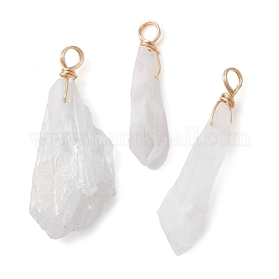 Wholesale Electroplate Natural Quartz Crystal Charms 