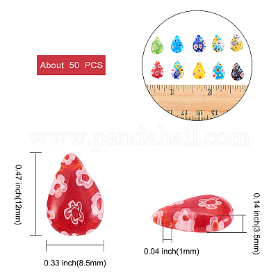 50шт стеклянные подвески миллефиори ручной работы&nbsp;LK-CJ0001-07-1