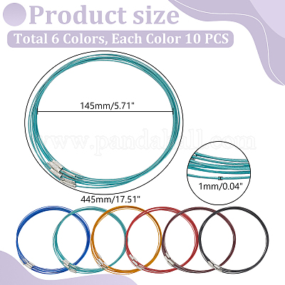 60 шт. 6-цветный шнур из нержавеющей стали для ожерелья TWIR-UN0001-13A-1