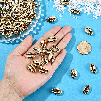 80 шт. гальванизированные натуральные бусины из ракушек каури BSHE-LT0001-06G-1