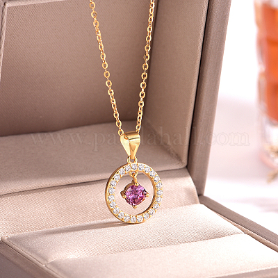 Ожерелье из полого кольца из стерлингового серебра с декором из циркония в стиле минимализма с цепочкой-воротником для женщин TO9470-1