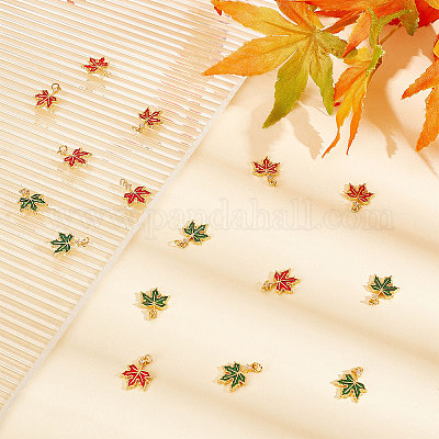 20 шт. 2-х цветные подвески из латуни с кубическим цирконием на осеннюю тематику KK-BBC0002-73-1