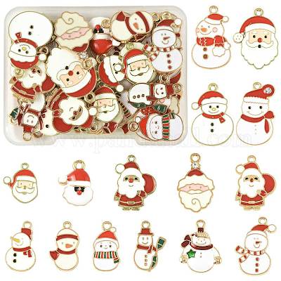 40шт рождественские подвески из сплава эмали ENAM-FS0004-20-1