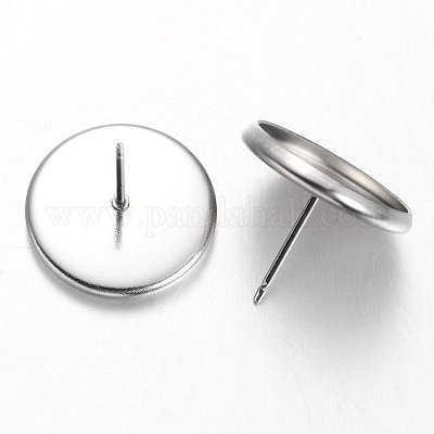 Плоские круглые серьги-гвоздики из нержавеющей стали X-STAS-M227-14mm-1
