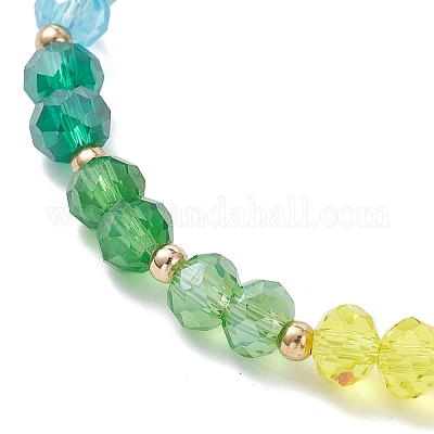 Браслеты из стеклянных бусин с гальваническим покрытием «чакра» для женщин BJEW-JB12803-1