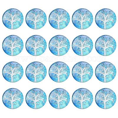 Половина раунд / купол дерево шаблон стекло Flatback кабошоны для поделок проектов GGLA-YW0001-14I-1