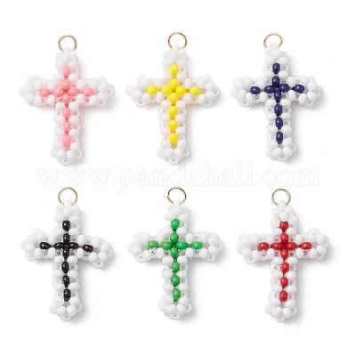Подвески-крестики из бисера PALLOY-GD00002-1