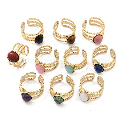 Многослойные открытые манжетные кольца из нержавеющей стали 304 RJEW-Z078-07G-1