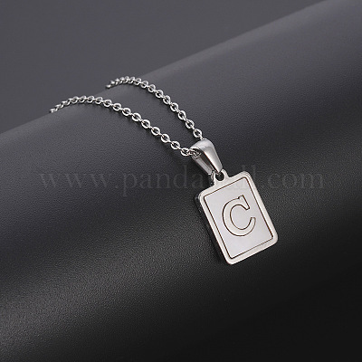 Прямоугольные ожерелья с подвесками из натуральной белой ракушки из нержавеющей стали FS-WG3D812-03-1