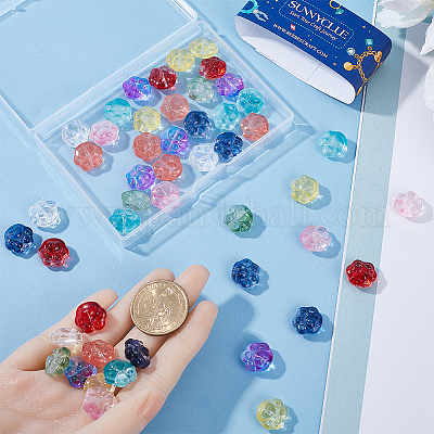 54шт 9 цвета прозрачные окрашенные распылением стеклянные бусины GLAA-SC0001-80-1