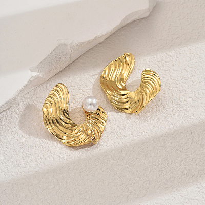 Серьги-гвоздики из нержавеющей стали с текстурированными самородками NW2943-1