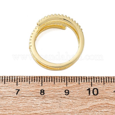 Открытые манжеты из латуни с микропаве и прозрачным цирконием для женщин RJEW-S624-04G-1