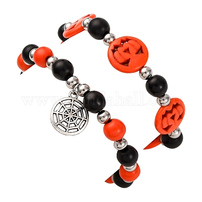 2 шт. эластичные браслеты из стеклянных и синтетических бирюзовых бусин BJEW-JB12483-03-1