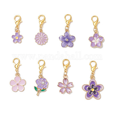 Подвески из эмали из цветочного сплава HJEW-JM03801-1