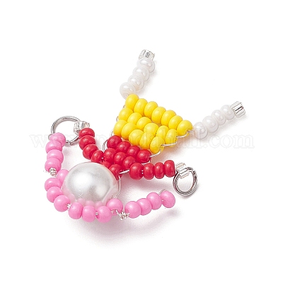 4 шт. 4 стиля стеклянные бусины со стеклянным жемчугом круглые бусины подвески-подвески в виде людей PALLOY-MZ00644-1