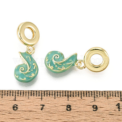 Латунные бирюзовые эмалевые европейские подвески-шармы KK-N271-41G-02-1