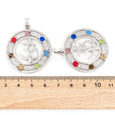 Подвески со стразами из микропаве из сплава чакры G-NH0025-07P-1