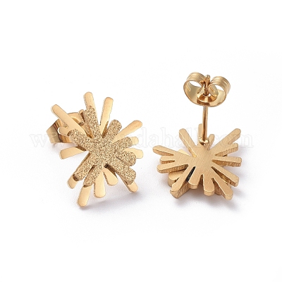 Серьги-гвоздики из нержавеющей стали 304 с текстурой EJEW-I239-01G-1