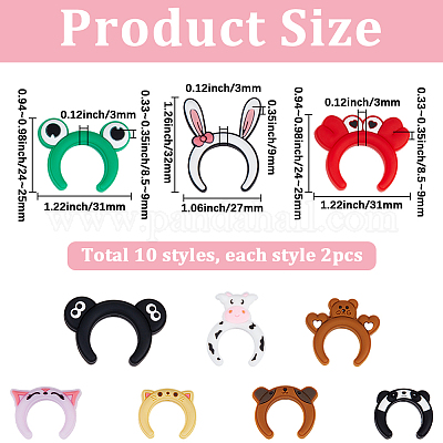 20шт 10 стиля мультяшные животные силиконовые бусины&nbsp;SIL-SC0002-93-1