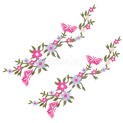 Полиэстеровый искусственный шелк цветок вышивка нитью приклеивание/пришивание заплаток PATC-WH20017-18C-1