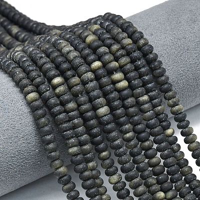 Естественный золотистый отлив обсидиан бисер пряди G-P575-A29-6x4mm-1