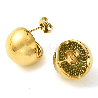 Круглые серьги-гвоздики из нержавеющей стали 304 с ионным покрытием (IP) EJEW-Z038-10G-1