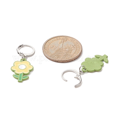 4 пара 4-х цветных эмалевых серег с подвесками в виде цветов из сплава EJEW-JE05236-1