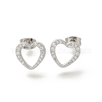 Серьги-гвоздики из нержавеющей стали 304 с микропаве из прозрачных кубических цирконий EJEW-H018-02P-03-1