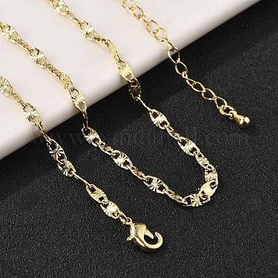 Овальные звенья цепи из текстурированной латуни для женщин и мужчин NJEW-F337-04G-1