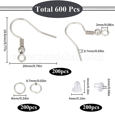 200 шт. крючки для сережек из хирургической нержавеющей стали 316 DIY-SC0024-18-1