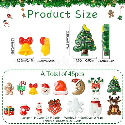 45 шт. 15 стиля рождественские непрозрачные кабошоны из смолы RESI-YW0001-99-1