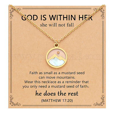 Плоские круглые 201 нержавеющая сталь паве натуральные ракушки горчичные семена кулон ожерелья для женщин&nbsp;WG511AE-05-1