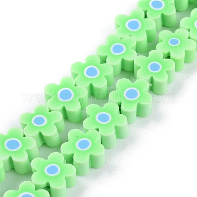 Нити из полимерной глины с цветочными бусинами ручной работы CLAY-M003-07B-1