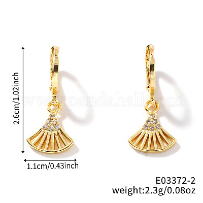 Веерообразные серьги-кольца из латуни со стразами SE3801-2-1