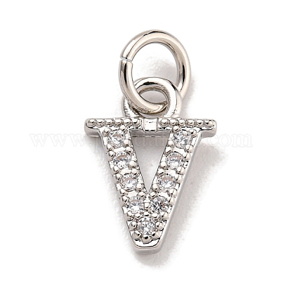 Буквица из латуни с подвесками из кубического циркония KK-Q814-26V-P-1