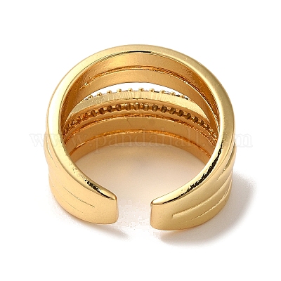 Открытые манжеты из латуни с микропаве и цирконием для женщин RJEW-G325-01B-G-1