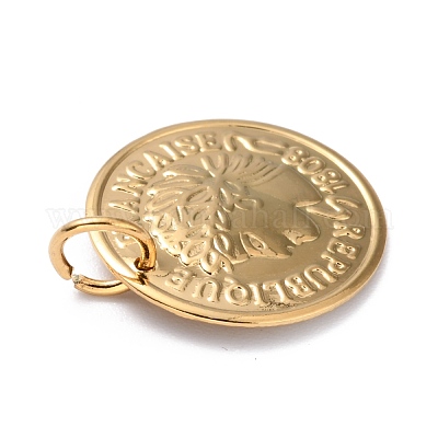 Подвески-монеты из нержавеющей стали 304 STAS-J036-016G-1