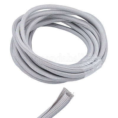 Wholesale SUPERFINDINGS 1 Roll Plastic Braided Sleeve Wire Protector Tubing  Total 7m Silver Expandable Braided Sleeving Wire Loom Tubing Cable Sleeve  for USB Cable Power Cord 