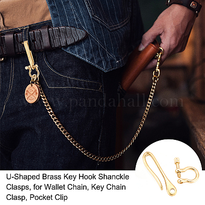 Wholesale PandaHall Elite U-Shaped Brass Key Hook Shanckle Clasps 