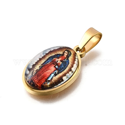 Подвески из нержавеющей стали 304 с эпоксидной смолой и религиозным мотивом STAS-K256-29G-01-1