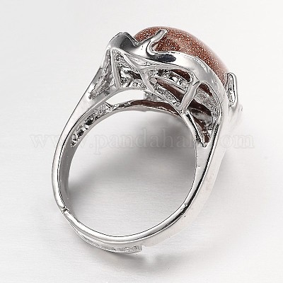 Регулируемая овальная драгоценный камень широко диапазона кольца RJEW-L062-01I-1