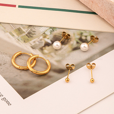 3 пара серег в французском минималистичном стиле с круглыми и кольцевыми серьгами из нержавеющей стали 304 ZZ2874-1