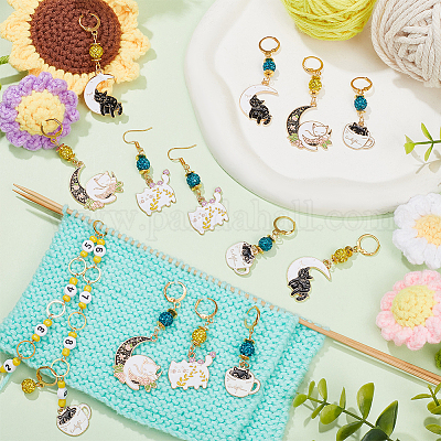 Наборы счетчиков цепочек для вязания рядов и маркеров для запирания петель HJEW-AB00513-1