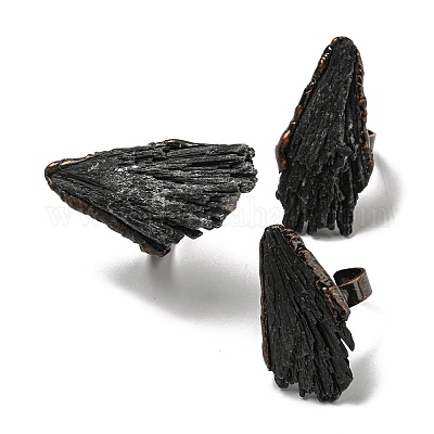 Регулируемые кольца из натурального черного турмалина RJEW-K269-07R-1