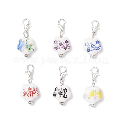 6 шт. двухцветных фарфоровых подвесных украшений HJEW-JM03938-01-1