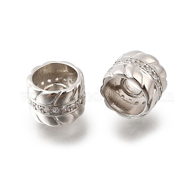 925 бусина из чистого серебра с микропаве и прозрачным фианитом STER-F061-01B-P-1